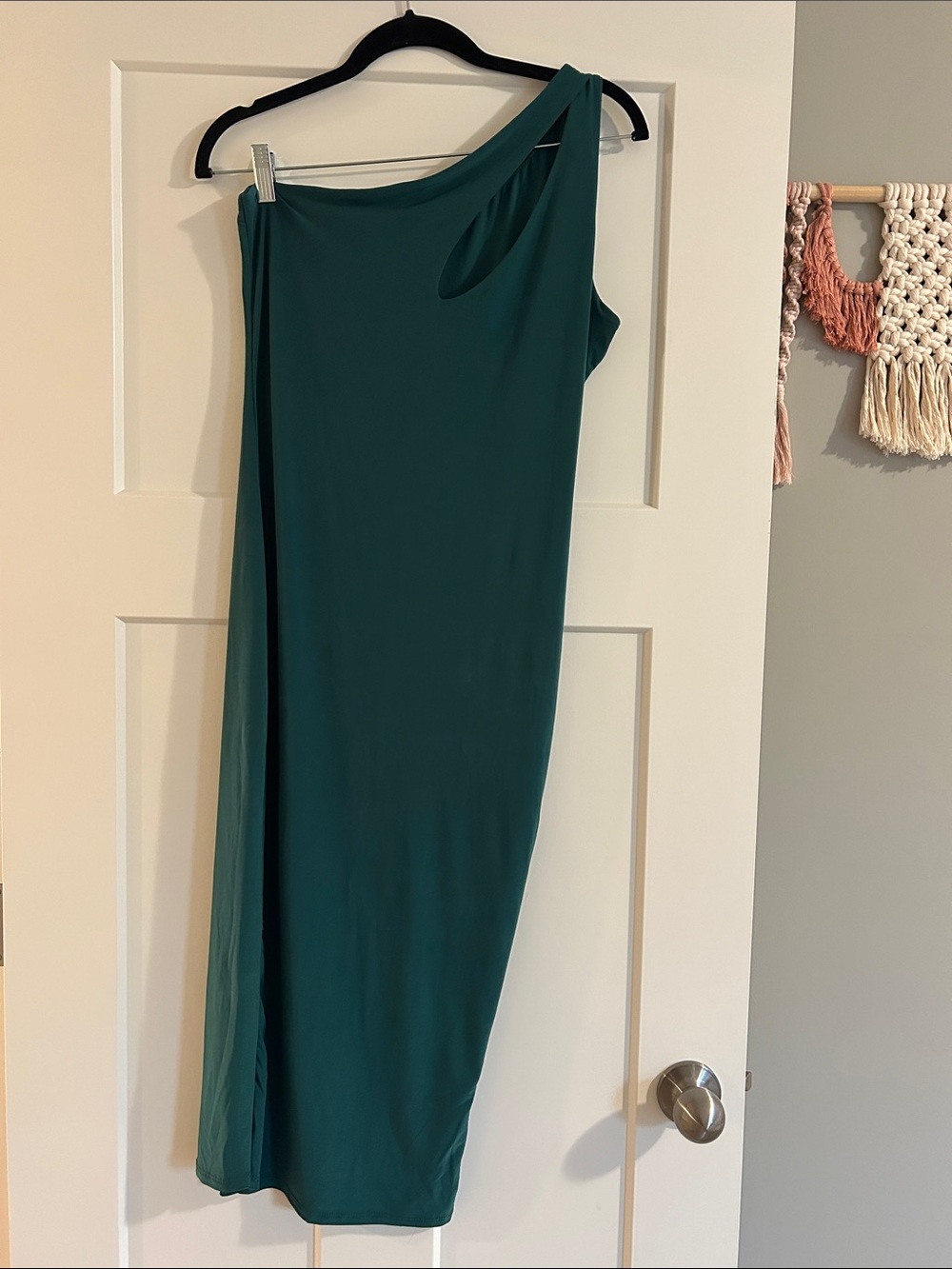 Fashion Nova One-Shoulder Teal Midi Dress